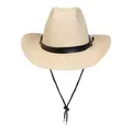Klassischer cremeweißer Strohhut im Western-Stil mit schwarzem Band und praktischer Kordel - Ledergürtel-Stil (391) / Beige