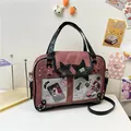 Bolso Ita rojo vino con ventanas transparentes, estrella y correa ajustable - Marrón Rojo