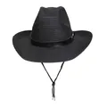 Schwarzer Stroh-Cowboyhut mit Lederband und verstellbarem Kinnriemen für Strand - Ledergürtel-Stil (391) / Schwarz
