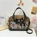 Bolso Ita marrón y negro con ventana transparente y tachuelas de estrella para pines - Marrón