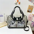 Chic grey and black Ita-bag with transparent window and adjustable nylon shoulder strap - Off White