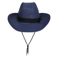 Dunkelblauer Strohhut mit schwarzem Schleifenband und verstellbarem Kinnriemen für Strand - Bandschleife-Stil (392) / Marineblau