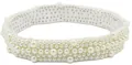 Bandeau de chapeau élastique bohème avec perles blanches pour chapeaux de cow-boy - 56-58cm / Serre-tête élastique en perles à plusieurs rangs blanc (AB279)