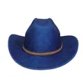 Funkelnder königsblauer Western-Cowboyhut mit Pailletten und Strass-Lederband-Dekor - Flach-Top-Stil (341) / Blau