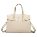 Sac à main en cuir beige avec fermoir doré et bandoulière amovible en toile de qualité - Abricot