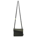 Olive green nylon crossbody bag with mesh pocket and patterned rope strap for outdoors - One Size / Green