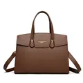 Sac à main marron en cuir grainé avec finitions dorées et bandoulière amovible - Café