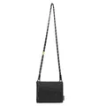 Black mesh square crossbody bag with woven rope strap and green smiley face detail - One Size / Black