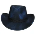 Dunkelblauer Western-Cowboyhut mit Glitzereffekt und schwarzem Flechtband - Pfirsich-Herz-Top-Stil (344) / Dunkelblau