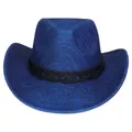 Blauer Glitzer Cowboyhut im Western-Stil mit schwarzem Flechtband und Boho-Finish - Pfirsich-Herz-Top-Stil (344) / Blau