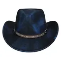 Funkelnder dunkelblauer Cowboyhut mit geometrischem Webband und silbernen Nieten - Pfirsich-Herz-Top-Stil (346) / Dunkelblau