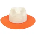 Panama Strohhut in Elfenbein und Orange mit breiter Krempe für den Strand - M(56-58cm) / Reis & Orange
