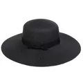 Women's foldable black wide-brimmed straw sun hat with ribbon and bow decoration - 56-58cm / Simple Satin Ribbon Bow (291D) / Black