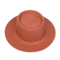Elegant terracotta boater straw hat with flat brim and woven texture for summer - 56-58cm / Thin Rope Decor (285D) / Caramel color