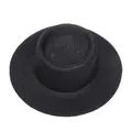 Elegant black boater straw hat with flat top and woven texture for summer vacations - 56-58cm / Thin Rope Decor (285F) / Black