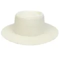 French style flat top straw hat in creamy white for elegant summer beach vacation - 56-58cm / Thin Rope Decor (285G) / Cream