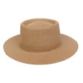 Classic straw boater hat in natural light brown weave with a flat top for summer - 56-58cm / Thin Rope Decor (285H) / Khaki