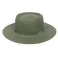 Elegant olive green flat top straw boater hat with fine woven texture for summer - 56-58cm / Thin Rope Decor (285I) / Green