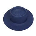 Classic dark blue boater straw hat with flat crown and wide brim for summer vacation - 56-58cm / Thin Rope Decor (285J) / Navy Blue