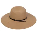 Wide brim straw sun hat in light brown with decorative black woven strap for beach - 56-58cm / Simple Braided Rope (297B) / Khaki