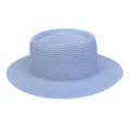 Elegant light blue straw boater hat for women with flat top for summer beach vacations - 56-58cm / Thin Rope Decor (285N) / Sky Blue