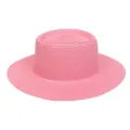 Elegant bright pink straw flat top boater hat for summer beach vacation and outdoor style - 56-58cm / Thin Rope Decor (285O) / Dusty Pink