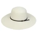 Elegant white wide-brim straw sun hat with black woven band and adjustable detail - 56-58cm / Simple Braided Rope (297E) / Cream