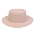 Elegant flat top straw boater hat in pink woven fiber for summer beach vacations - 56-58cm / Thin Rope Decor (285P) / Light Pink