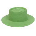 Flat top straw boater hat in grass green with classic spiral weave pattern for summer beach wear - 56-58cm / Thin Rope Decor (285S) / Fruit Green