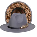 Cappello fedora grigio con tesa maculata e fibbia a forma di piuma dorata di moda - Taglia unica(56-58cm) / Grigio (241-A)