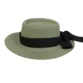 Light green flat top straw hat with wide black ribbon bow in French retro style - 56-58cm / Black Ribbon Bow (041I) / Green