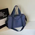 Morandi blue large travel bag with adjustable strap and waterproof nylon finish - Blue