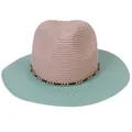 Panama straw hat in pink and mint green weave with a decorative gold chain band - M(56-58cm) / Pink And Mint Green (358-H)