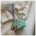 Quilted mint green chain crossbody bag with floral logo and gold double zippers - Large / Green