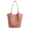 Bolso tote de cuero tejido rosa con artesanía Intrecciato y correas de hombro dobles - Sin colgante / Rosa