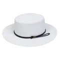 Elegant white straw boater hat for women with black rope trim and metal accents - Braided Rope Style (309H)