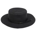 Classic black woven boater hat with a flat top and braided gold-accented trim - Braided Rope Style (309M)