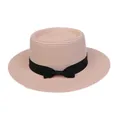 Eleganter rosa Strohhut mit schwarzem Band und Schleife für sonnige Sommertage am Strand - Einheitsgröße(56-58cm) / Schwarze Schleife Band (315P-Hellrosa)