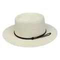 Elegant cream boater straw hat with black cord detail for women sun protection - 56-58cm / Fine Rope Knot Style (321G) / Cream