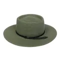 Army green boater hat with wide brim and black decorative cord for women - 56-58cm / Fine Rope Knot Style (321I) / Green