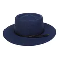 Dark blue boater hat with woven straw texture and elegant black decorative rope - 56-58cm / Fine Rope Knot Style (321J) / Navy Blue