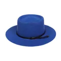 Vibrant blue wide brim straw hat with woven cord decoration for summer beach fashion - 56-58cm / Fine Rope Knot Style (321K) / Blue
