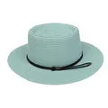Mint green wide brim straw sun hat with decorative black rope and metallic tips - 56-58cm / Fine Rope Knot Style (321R) / Mint Green