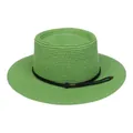 Light green boater straw hat featuring a black woven cord and pearl flower accents - 56-58cm / Fine Rope Knot Style (321S) / Fruit Green