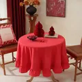 Rote runde Hochzeitstischdecke mit eleganten Rüschenrändern und hochwertigem Faltenwurf - Kleine Runde Größe / Rot Rüschen