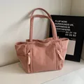 Bolso tote de pana rosa con correas dobles y detalles de cremallera trenzada - Talla única / Rosa