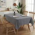 Japanese style blue wave pattern cotton linen tablecloth on a wooden dining table - Wave