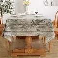 Rectangle tablecloth with vintage wood grain pattern in a cozy home dining setting - Wood Grain / 140*250cm