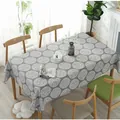 Grey cotton linen tablecloth with white mandala patterns in a cozy dining room scene - 60*60cm / Gray Vintage Floral