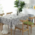 Grijs vintage katoen linnen tafelkleed met wit mandala-patroon op houten eettafel - 140*260cm / Grijs Vintage Floral